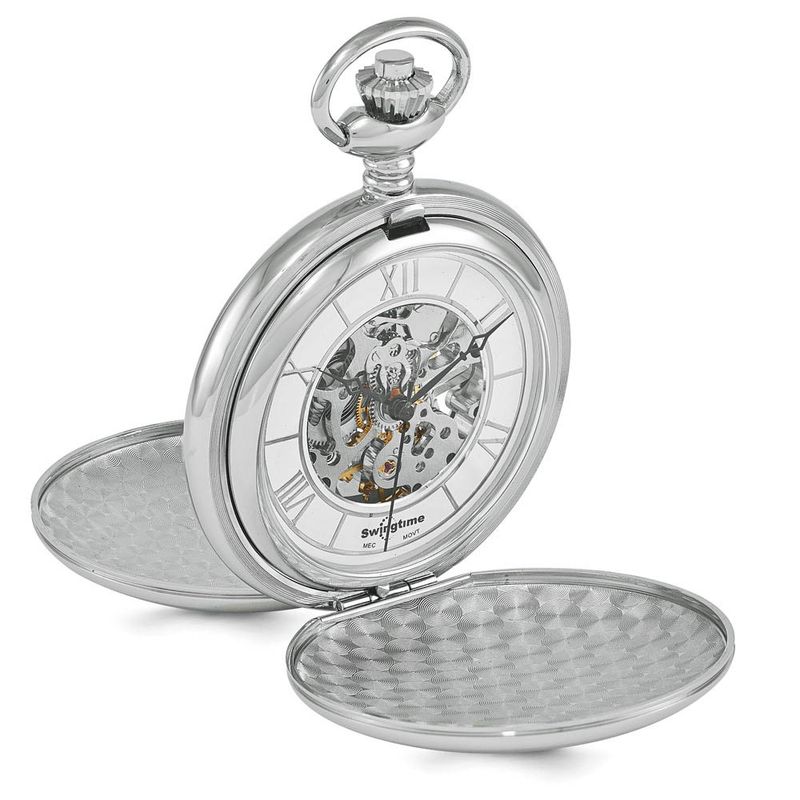 Swingtime Chrome-Finish Brass Mechanical 48mm Pocket Watch